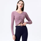 2022 new style yoga Top autumn and winter sports long-sleeved running fitness sportswear thin quick drying T-shirt top 8077