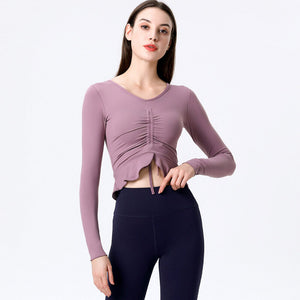 2022 new style yoga Top autumn and winter sports long-sleeved running fitness sportswear thin quick drying T-shirt top 8077