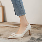 2022 new sweet temperament square toe high-heeled women's shoes with medium thick and shallow mouth fashion single shoes women B65-17