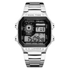 SMAEL 1818 New Men's Stainless Steel Band Watch Business Waterproof Simple Fashion Led Multifunctional Electronic Watch