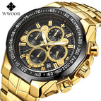WWOOR 8868 Seven-Pin Men's Sports Steel Belt calendar Quartz Waterproof Watch for men