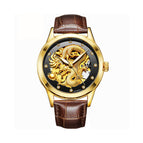 Mohdne Watch Leather Multifunctional Waterproof Gold Watch Dragon Watch Automatic Mechanical Hollow Men's Watch H666