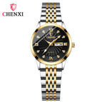 CHENXI Business Dual Calendar Watch Couple Steel Strap Watch in Stock Men's and Women's Quartz Watch CX-8212A inter-gold