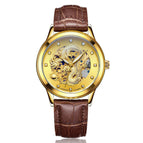 LAOGESHI dragon and phoenix couple watch mechanical hollow luminous leather watch automatic mechanical watch 3688