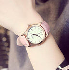 High Quality GUOU 8055 Classic Rose Gold Leather Gift Quartz Analog Bracelet Wristwatches Watch for Women Girl Female