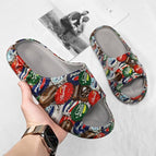 Man's Sandals Selipar Lelaki with Beer Cap Graffiti Slippers For Daily Slaid (40-45) Men slides