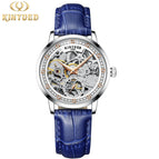 KINYUED couple diamond thin mechanical watch hollow leather fashion business watch J076
