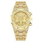 PINTIME watch  full diamond multi-function three-eye fashion rhinestone waterproof men's watch
