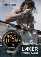 NORTH EDGE Lakers Heart Rate Waterproof Swimming Bluetooth Calorie Consumption Smart Tactical Watch black