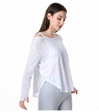 2022 spring and summer new yoga clothes tops loose and thin long-sleeved blouses thin section moisture-absorbing breathable large size fitness clothes 8319