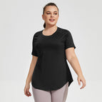 Large Size Long Thigh-Length Thin Yoga Mesh Beauty Back Breathable Short Sleeve yoga Running Fitness Top Sportswear for Women YY186