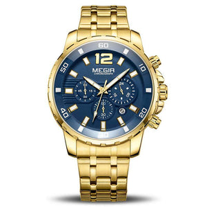 MEGIR 2068 Luxury Business Wrist Watch Men Brand Stainless Steel Chronograph Quartz Mens Watches Clock Hour Time Relogio Masculino