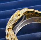 MISSFOX watch hip-hop high-end full diamond waterproof calendar men's watch V301 quartz watch