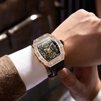 ONOLA diamond-studded live fashion sports automatic mechanical watch men's silicone strap waterproof ON3828D
