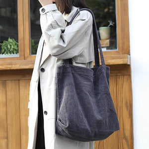 Korean fashion large capacity shopping bag leisure literature Canvas Handbag simple retro corduroy single shoulder women's bag sr111-3