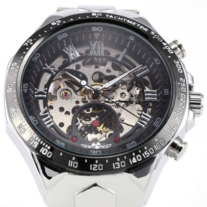WINNER men watch fashion personaliy steel hollow auto mechanical men casual watch SLZ46