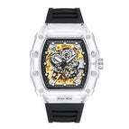 KIMSDUN fashion barrel-shaped silicone transparent hollow automatic mechanical watch men's K-2017A