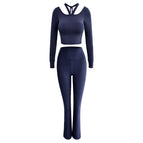 2022 new yoga suits long-sleeved spring and autumn gym running sportswear women's sweat-absorbent quick-drying clothes sports :8056-6057 set