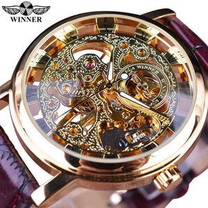 Winner Mechanical Watch Men's Fashion Casual Retro Roman Style Hollow-out Watch Manual Mechanical Watch SLZ11