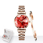OLEVS New Women Luxury Jewel Quartz Watch Waterproof Stainless Steel Strap Watch For Women Date Clock casual watch