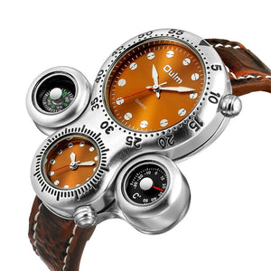 Oulm Ouli Men's Watch Compass multifunctional sports Watch leahter Casual Quartz Watch 1149