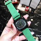 TT new women's trend personality fashion black square big red leather strap ladies watch 77005