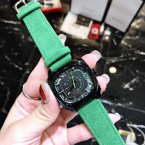 TT new women's trend personality fashion black square big red leather strap ladies watch 77005