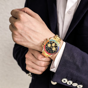 PINTIME new style men's casual watch fashion steel watch men's and women's waterproof quartz men's watch