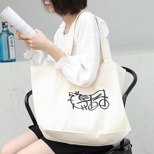 Korean version casual canvas handbags simple literary and art handbags online celebrity fashion printed shoulder bags SRA775