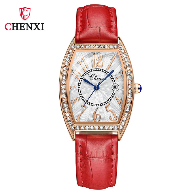 CHENXI New Ladies Watch Women's Watch Fashion Bucket Diamond Leather Waterproof Quartz men's casual Watch CX-319