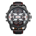 Oulm Cool Men's Watch Quartz Watch New Four Time Zone Casual Fashion Multi-Time Zone Large Dial Men's Watch HP3233