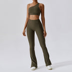 New Leisure Sports Yoga women Suit Thread Wide Leg Micro Horn Pilates Back Fitness running yoga Suit Set TZ8056-6 TZ8056-7