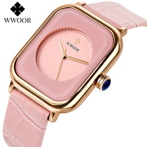 WWOOR women's watch fashion leather waterproof leisure simple office lady female quartz casual watch 8873