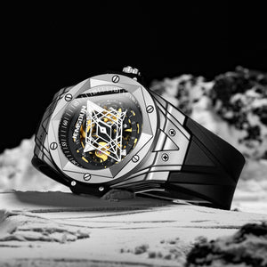 KIMSDUN men's watch Fashion automatic mechanical watch silicone strap waterproof sports watch J2101A