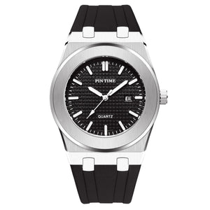 Pintime Men's Silicone Strap Wrist Watch Sports Casual Large Dial Fashion Waterproof Quartz Watch 2065