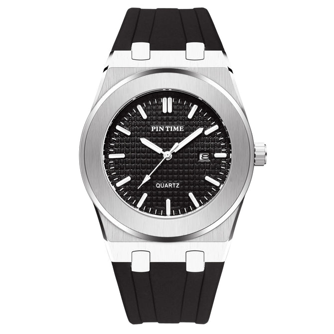 Pintime Men's Silicone Strap Wrist Watch Sports Casual Large Dial Fashion Waterproof Quartz Watch 2065