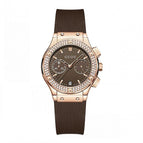 2021 Fashion Women Watches Lady Big Dial Rose Gold Wristwatches Waterproof Rubber Strap Rhinestone Bling Clocks Gifts for Women