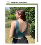 Plus size Beautiful back Bra women collection gathering top V-neck vest-style bra thin sports Bra 5790