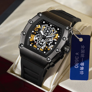 KIMSDUN watch men's sports silicone band hollow automatic mechanical watch fashion men's watch K-2018A