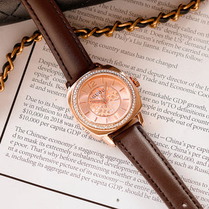 Guou watch women's square style 2022 new temperament Rhinestone light luxury style wristwatch women's Watch