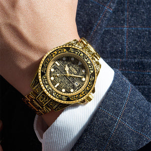 ONOLA ON3830 Retro fashion men's gold watch new steel waterproof men's quartz watch