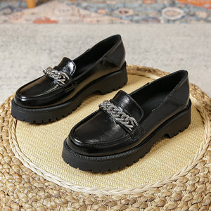 Women leather shoes  2022 new British style high-heeled office lady shoes round toe thick heel Mary Jane single street shoes women 668-2