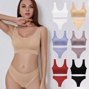Underwear set women's plus size bra no steel ring gathering sexy back seamless comfortable sleep Panties and bra set 161