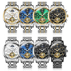 OLEVS Automatic Mechanical Men Watches Stainless Steel Waterproof Date Week Green Fashio Classic Wrist Watches