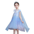 3-8 years Anna Elsa Dress Fancy Birthday Cosplay Costume New short sleeve 2 Princess Dress Girls' Korean lace dress activity cloak Aisha skirt