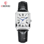 CHENXI Casual Couple Watch Morning Calendar Quartz Watch 079a Square Men and women Watch CX-079A Leather