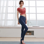Women's Sports Suit Short Sleeve Bodice Leg Yoga Pants Running Sports Wear 8086/6038