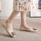 Flat fashion single shoes women's 2022 spring new Korean Square Head shallow mouth scoop shoes large flat bottom women's shoes 555-3