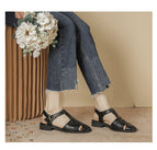 Sandals women's 2022 summer new back empty sandals women's thick heels all-match small fragrant wind one word buckle sandals women 2633-2