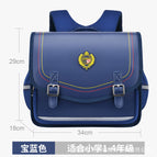 Trendy horizontal board primary school bag girls high-quality leather backpack boys ridge multi-layer large capacity